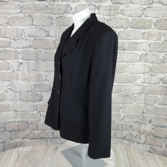 Vintage 90s Braemar Jeremy Scott Blazer Black Single Breasted Fitted Medium - Picture 6 of 8